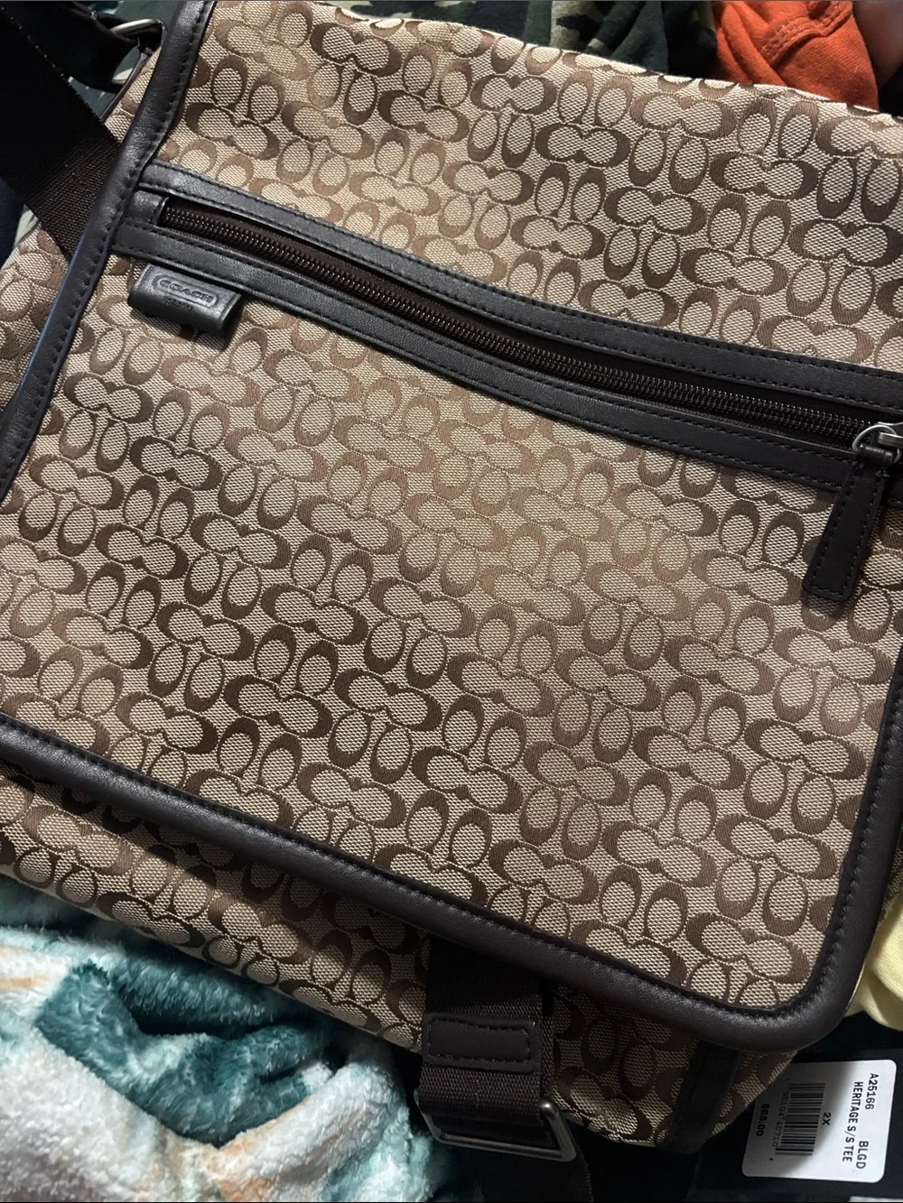 Coach Signature Canvas Messenger Bag in Beige and Brown - Picture 6 of 6